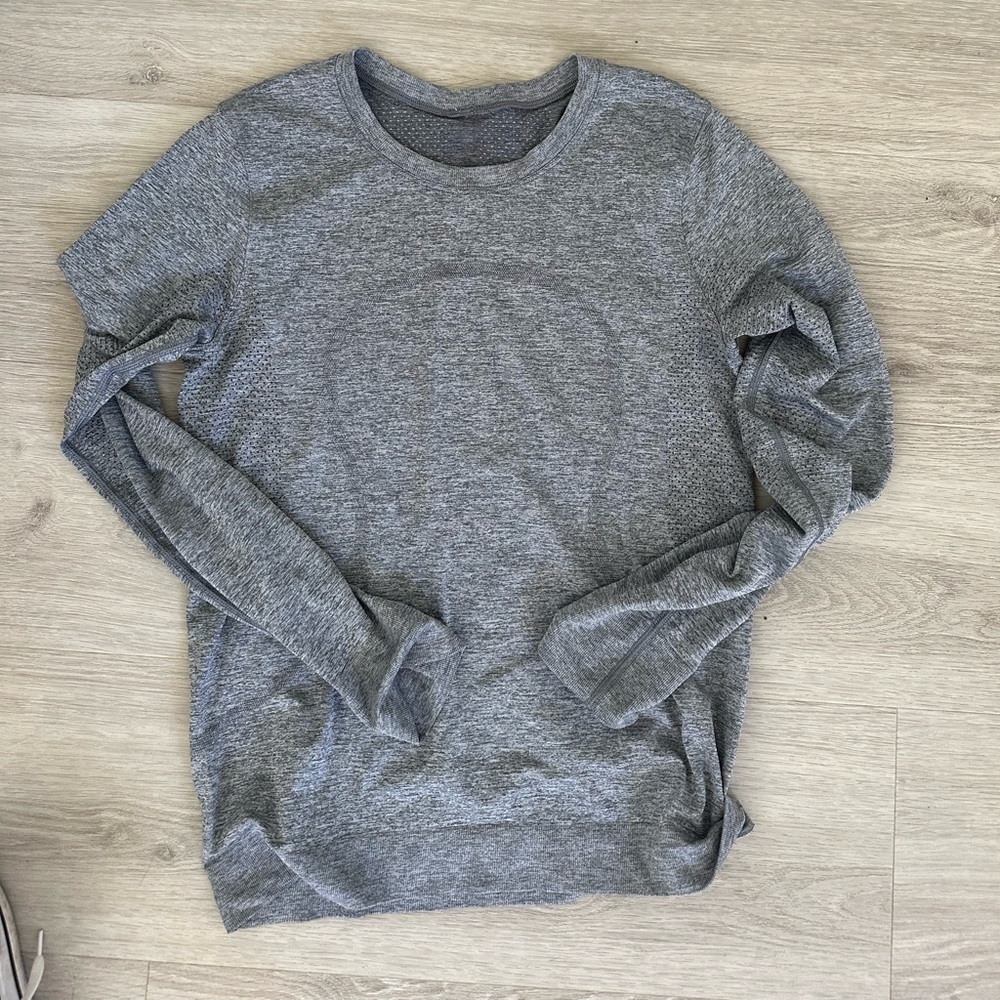 gray lululemon swiftly tech long sleeve top